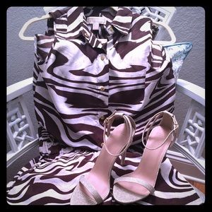 Michael Kors brown white zebra lightweight Shorts Jumper size sm